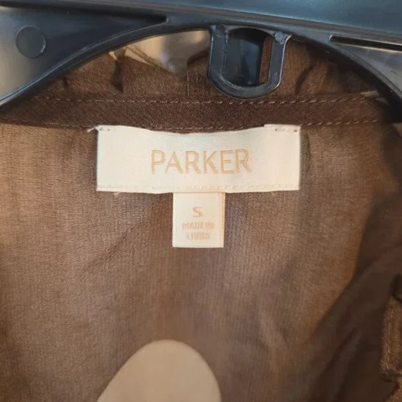 Parker Sheer Polka Dot Shirred Blouse Small - Picture 4 of 8